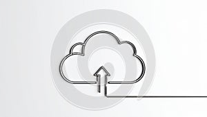 Cloud upload icon on white background, data transfer and storage concept