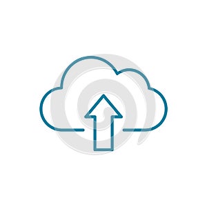 Cloud upload line icon. Cloud with up arrow sign. Online backup data idea.