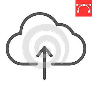Cloud upload line icon, ui and button, computing sign vector graphics, editable stroke linear icon, eps 10.