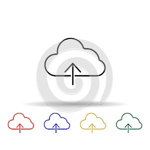 cloud upload multi color style icon. Simple thin line, outline vector of web icons for ui and ux, website or mobile application