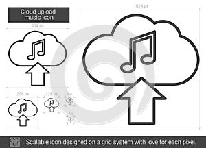 Cloud upload music line icon.