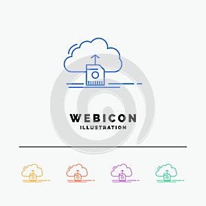 cloud, upload, save, data, computing 5 Color Line Web Icon Template isolated on white. Vector illustration
