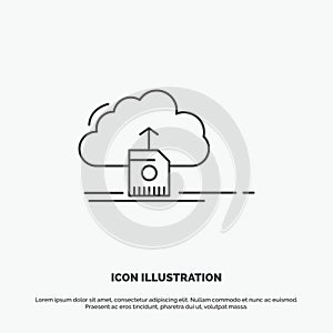 cloud, upload, save, data, computing Icon. Line vector gray symbol for UI and UX, website or mobile application