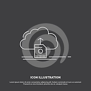 cloud, upload, save, data, computing Icon. Line vector symbol for UI and UX, website or mobile application