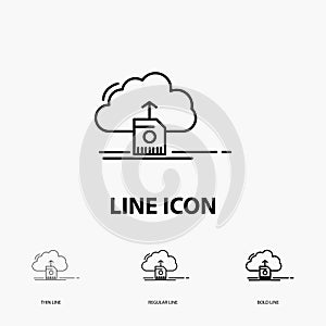 cloud, upload, save, data, computing Icon in Thin, Regular and Bold Line Style. Vector illustration