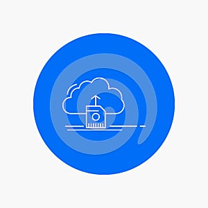 cloud, upload, save, data, computing White Line Icon in Circle background. vector icon illustration