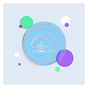 cloud, upload, save, data, computing White Line Icon colorful Circle Background