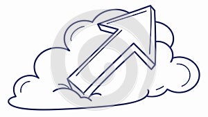 Cloud with upward arrow, cloud computing, data upload, digital transformation, vector design Generative AI