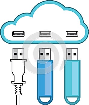 Cloud USB hub vector