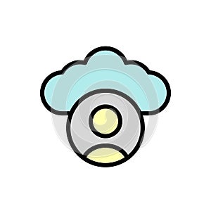 Cloud, user icon. Simple color with outline vector elements of internet storage icons for ui and ux, website or mobile application