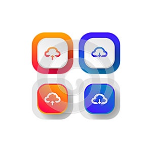 Cloud user interface icon button upload and download design template
