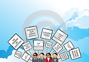 Crowd protesting with placards