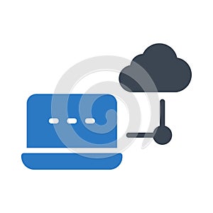 Cloud glyph colour vector icon