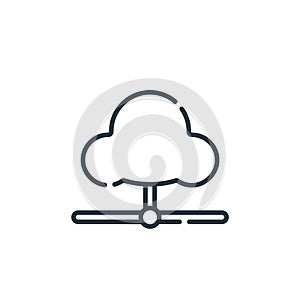 cloud vector icon isolated on white background. Outline, thin line cloud icon for website design and mobile, app development. Thin