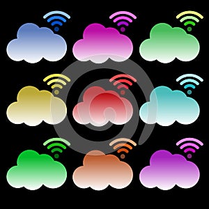 Cloud vector icon set symbol illustration