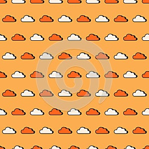 cloud vector seamless pattern with orange color