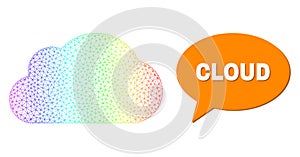Spectral Mesh Gradient Cloud Icon and Cloud Conversation Frame with Shadow