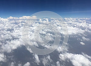 Cloud view from Aeroplane for Messaging and Communication Background