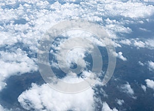 Cloud view from Aeroplane for Messaging and Communication Background