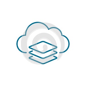 Cloud virtual machine line icon. Cloud computing technology concept.