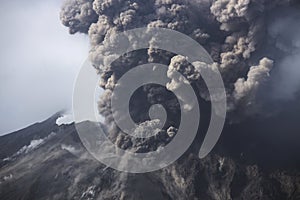 Cloud of volcanic ash from Sakurajima Kagoshima Japan