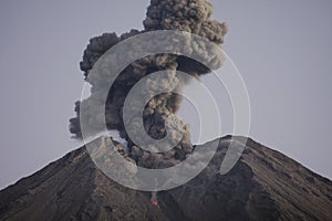 Cloud of volcanic ash from Semeru Java Indonesia