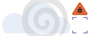 Cloud Security Risk Indicated by Bug Alert in Warning Triangle