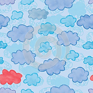 Cloud watercolor set seamless