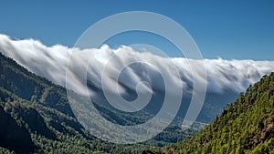 Cloud waterfall of La Palma