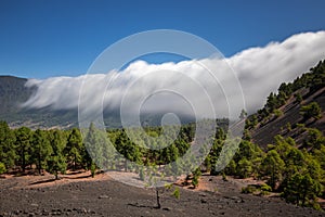 Cloud waterfall of La Palma