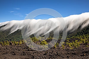 Cloud waterfall of La Palma