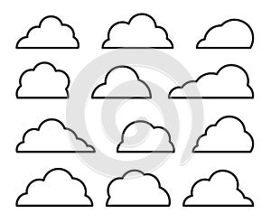 Cloud weather cloudy sky climate weather line set