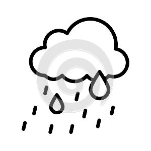 Cloud, weather, rain, drops fully editable vector icon