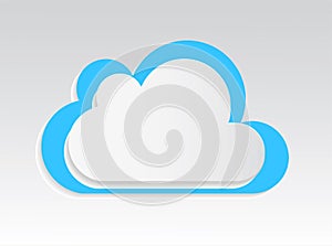 Cloud white blue vector with shadow on the light grey b