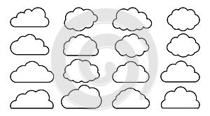 Cloud white icon flat set blue sky weather symbol