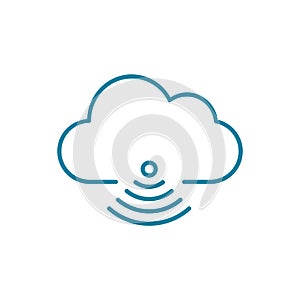 Cloud WiFi line icon. Wireless cloud computing symbol. Receive or transmit signal.