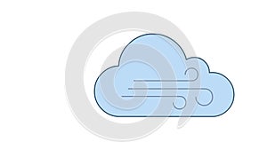 Cloud and wind blowing in blue sky line art vector animation