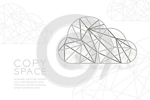 Cloud wireframe Polygon silver frame structure, connect technology concept design illustration