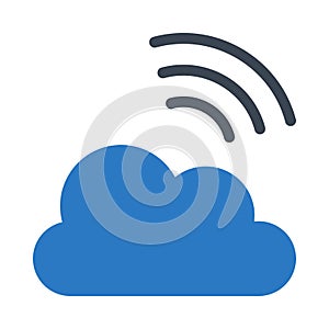 Cloud wireless glyph color flat vector icon