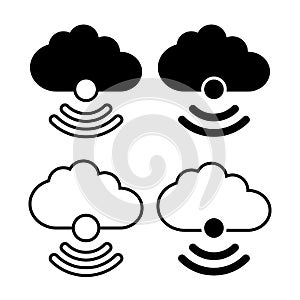 Cloud with wireless symbol icon