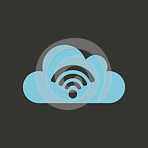 cloud and wireless waves icon