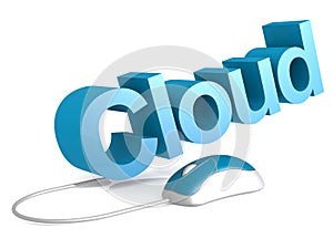 Cloud word with blue mouse