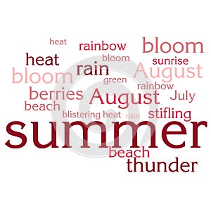 Cloud of words list about summer season