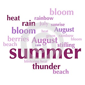 Cloud of words list about summer season