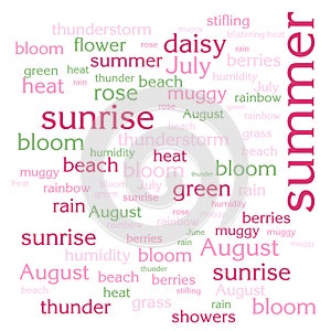 Cloud of words list about summer season