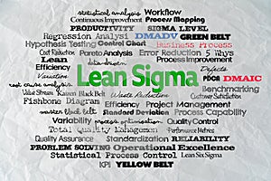 A cloud of words and terms relating Lean Sigma