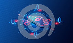 Cloud Workload Security and Cloud Workload Protection Concept - CWS and CWP - 3D Illustration