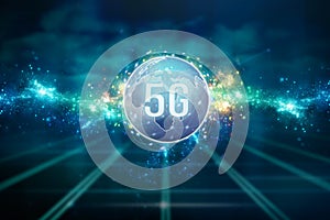 Cloud with a world map and message 5G