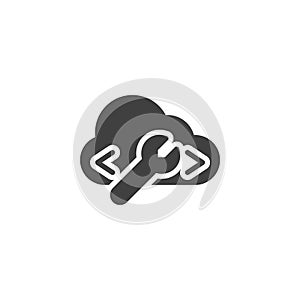 Cloud with a wrench and code brackets vector icon