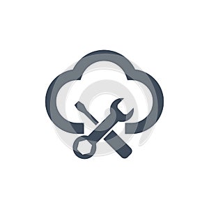 Cloud Wrench Tools icon repare maintance service pictograph. Vector illustration isolated on white background.